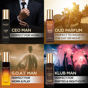 Bella Vita Luxury Men Vanilla Liquid Perfume Gift Set 4 X 20 Ml With Klub, Oud, Ceo, G.O.A.T Liquid Perfume | Woody, Citrusy Long Lasting Edp Fragrance Scent (Pack Of 2), 160 Millilitres