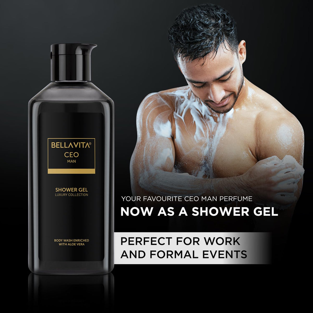 Bella Vita Luxury Black Edition Gift Set with CEO Man EDP Perfume 100ml, Body Parfum Deodorant 150ml & Refreshing Shower Gel for Deep Cleansing, 250ml