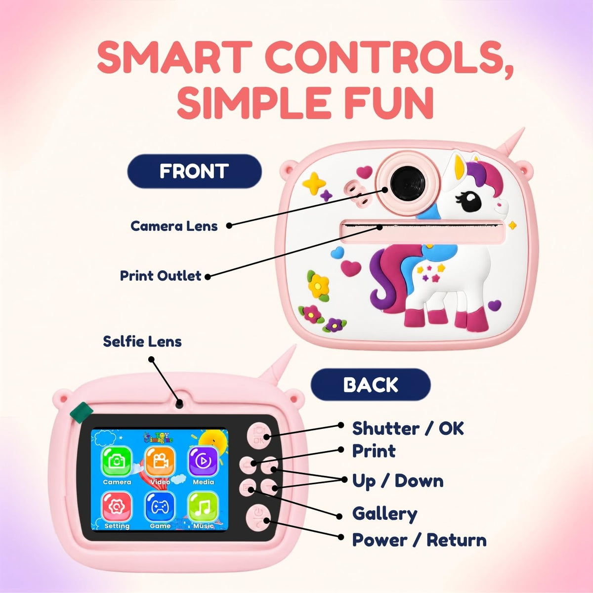 Toy Imagine Instant Print Camera for Kids with Thermal Printer & Dual Lens