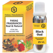 Parag Fragrances 25ml Black Oud Attar With Fancy Empty Bottle (Alcohol Free, Long Lasting, Natural Attar) Also Available in 50/100/200/500 pack