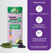 Zandu Karela Jamun + 3 Herbs Health Juice | Power of Karela, Jamun + 3 effective herbs | For Healthy Sugar level | Purifies blood naturally | Natural & Safe | Great taste | 1L