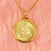 DIVINITI 24K Gold Plated Lord Ganesha & Yantra Double-Sided Pendant with Premium Gift Box, 22 mm Hindu Religious Locket, Luxury Spiritual Jewellery Gift for Men & Women