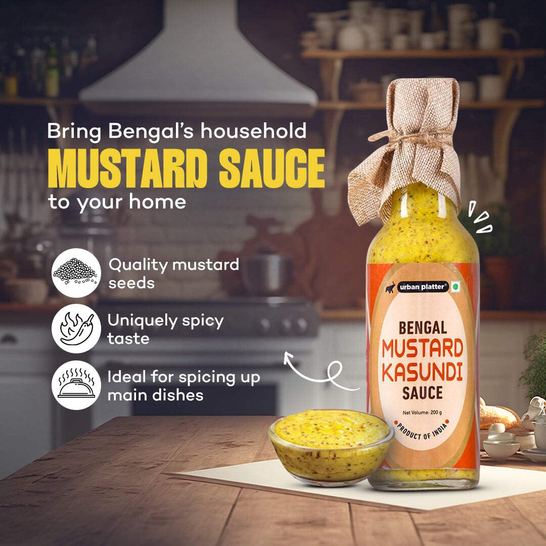 Urban Platter Bengali Kasundi Mustard Sauce, 200g (Bold, Tangy & Pungent | Classic Bengali Condiment for Fried food, Snacks & Curries)