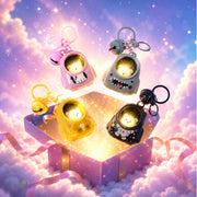 Toy Imagine Cute LED Glowing Animal Keychain for Kids (Pack of 4) Kawaii Cat Astronaut Bag Charm with Bell Backpack & School Bag Accessory Return Birthday Gift for Girls, Boys, Teens (Random Designs)