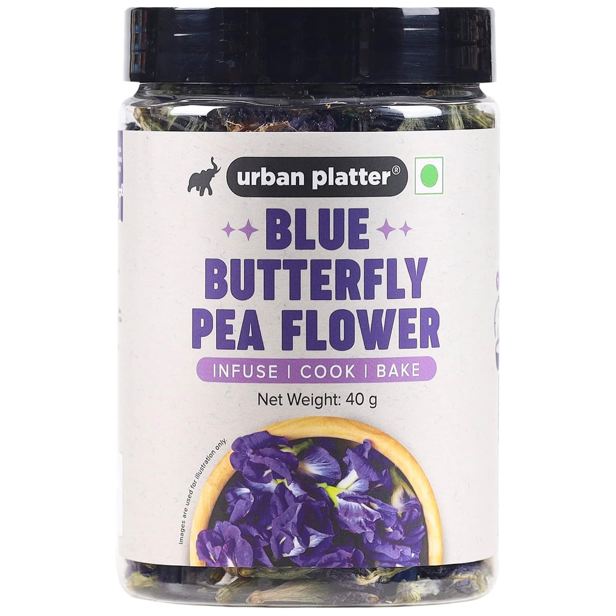Urban Platter Butterfly Pea Flower Tea, 40g (Rich in Antioxidants, Caffeine Free Herbal Tea, Aparajita/Shankhpushpi Flower Tea, Natural Blue Colour Tea for Drinks, Cocktails & Mocktails)