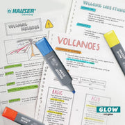 Hauser 5 Shades Glow Highlighter | 2 x Longer Writing Length | Non-Toxic Ink, Safe For Childrens | Ergonomic Grip With Pocket Clip For Comfortable Handling | Multicolor, Pack of 10 Pcs