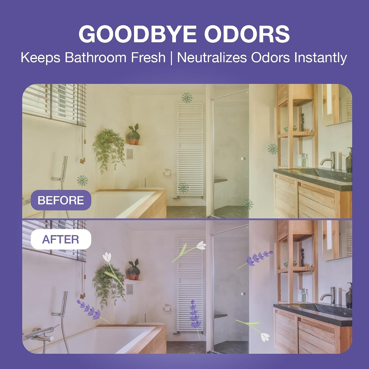 Godrej aer Power Pocket Bathroom Freshener – Lavender Bloom (10g) | Lasts up to 30 days | Germ Protection