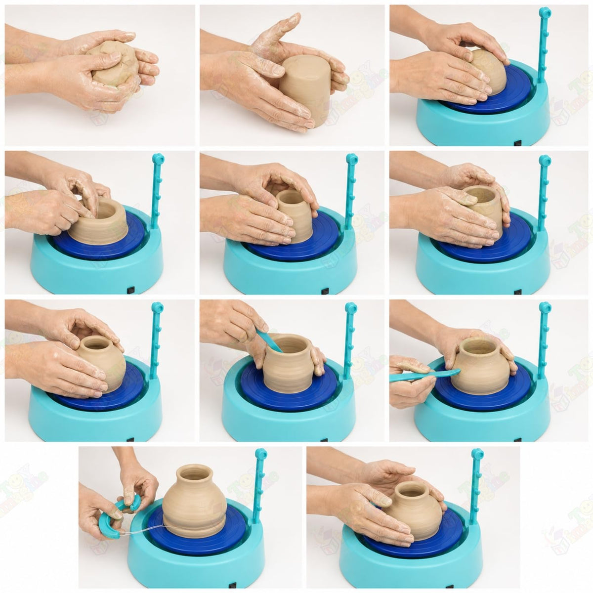 Toy Imagine Kids Pottery Wheel Kit – DIY Battery Operated Pottery Making & Painting Set with Modeling Clay, Sculpting Tools, Arts & Crafts Pot Maker for Boys & Girls Age 5+, Indoor Outdoor Activity, Diwali Gift