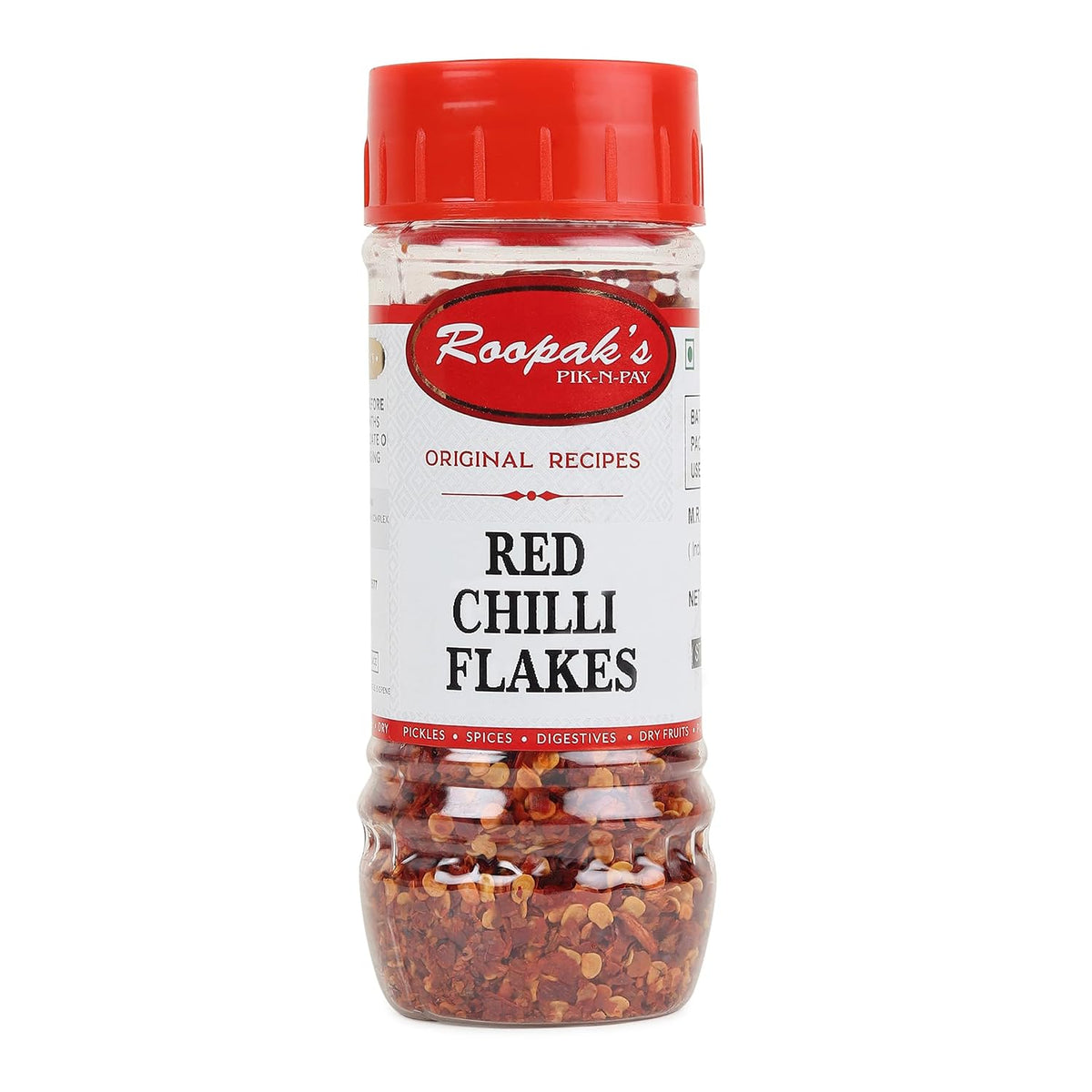 Roopak's PIK-N-PAY Red Chilli Flakes – Crushed Red Chilli for Bold Flavor, Spicy Seasoning, and Garnishing