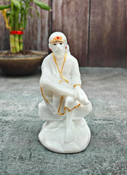 SHINDE EXPORTS shirdi saibaba Marble Idol Statue murti Home Murty for car (4.5 inches)