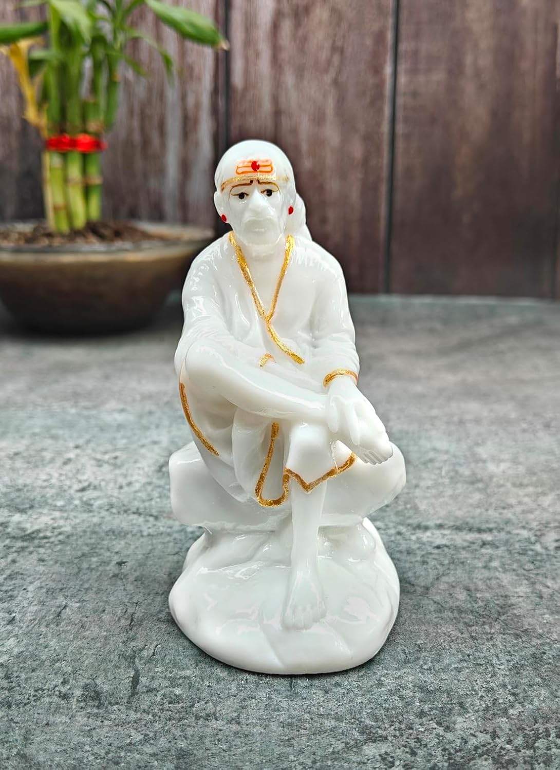 SHINDE EXPORTS shirdi saibaba Marble Idol Statue murti Home Murty for car (4.5 inches)