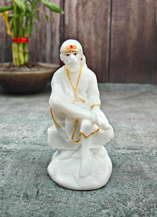 SHINDE EXPORTS shirdi saibaba Marble Idol Statue murti Home Murty for car (4.5 inches)