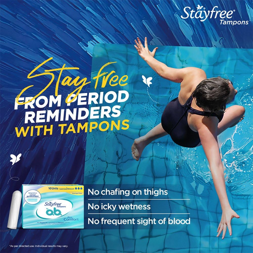 Stayfree Tampons by OB| Normal flow|10 piece| Dynamic Fit Technology| Rashfree| No skin irritation| Upto 100% leakage protection| Silk touch technology| Stain free
