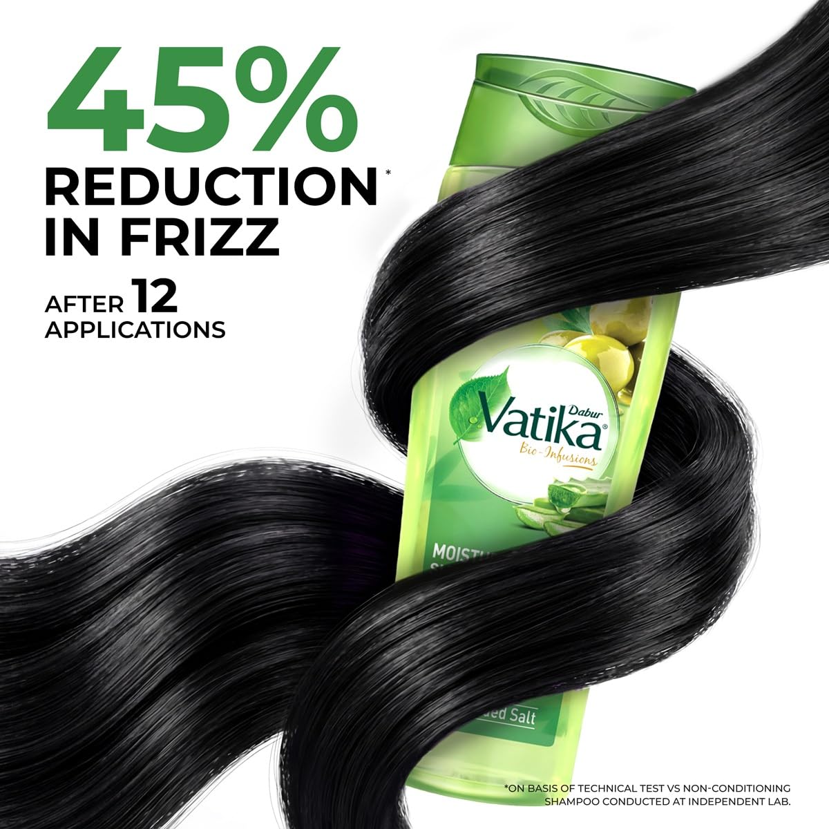 Dabur Vatika Bio-Infusions Moisture Boost Shampoo | Spanish Olive & Aloe Vera | 2% Plant Hyaluron + Hyaluronic Acid | 72 Hrs Hydration Boost | Deep Moisture & Natural Shine | No Added Salt | For Dry & Dehydrated Hair
