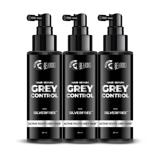 BEARDO Anti Grey Hair Serum for Men, (50ml X 3) | SilverFree™ Formula | Also contains Amla + Methi + Rosemary + Brahmi + Bhringraj extracts for Hair Shine | Lightweight and Non-Sticky