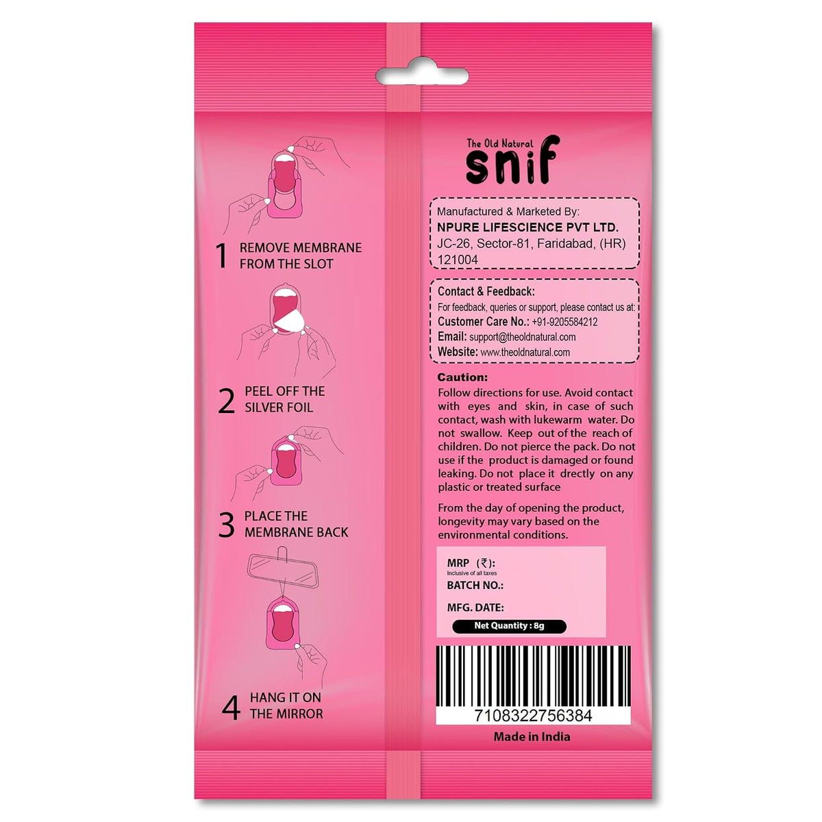 The Old Natural Car Air Freshener Hanging – Snif Gel Car Perfume, Essential Oil Based Long Lasting Car Fragrance (30–45 Days), Odor Eliminator Auto Air Freshener for Car – Rose Aura