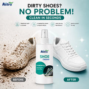 ASTRO PLUS + Shoe Cleaner 200ML | Powerful Deep Cleaning Spray for Sneakers, Leather, Canvas & Sports Shoes | Removes Dirt, Stains & Odor | Quick Dry, Non-Sticky, Safe on All Shoe