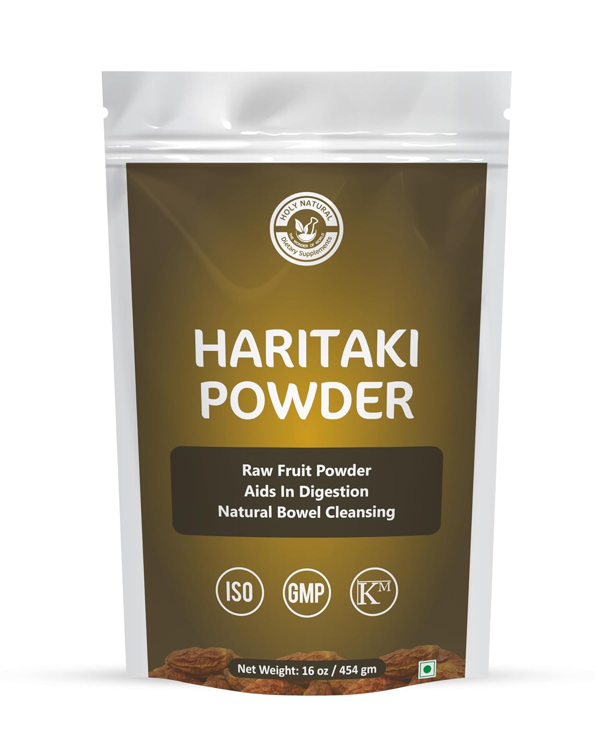Holy Natural Haritaki Powder for Digestion and Natural Bowel Cleansing, Raw Fruit Powder, 454 gm