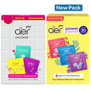 Godrej aer Power Pocket Bathroom Freshener – Assorted Pack of 9 (90g)| Lasts up to 30 days | Germ Protection