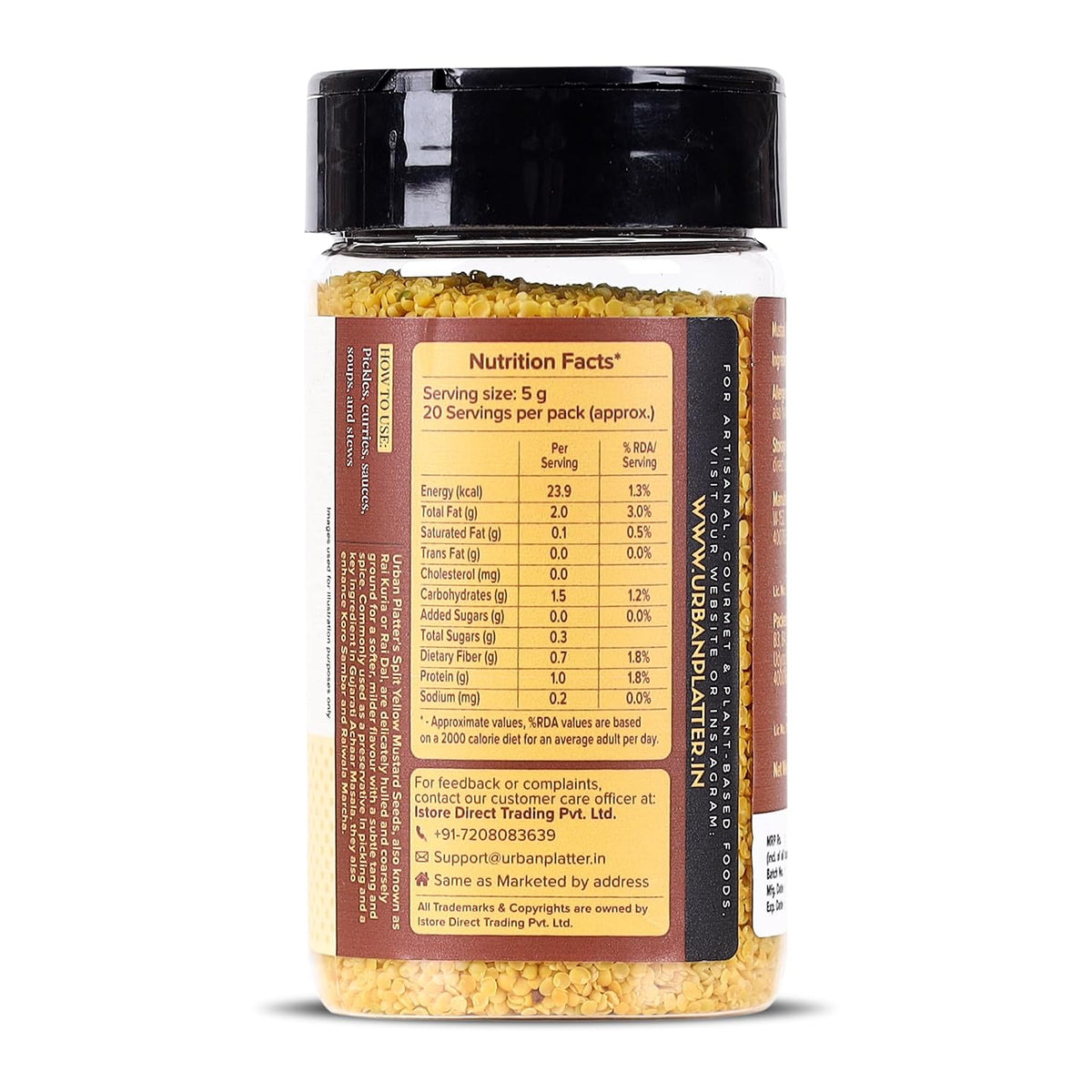 Urban Platter Split Yellow mustard seeds, 100g (Peeli Sarson Dal | Rai Kuria | Pickling Essential)