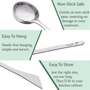 Parage 2 Pieces Stainless Steel Dosa Ladle & Turner/Palta Heavy Gauge | Dosa Making Spoon with Flat Base and Spatula | Kitchen Tools for Cooking (Size-20.5cm, 31.5cm, Silver)