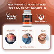 Holy Natural Arjuna Tablet – 120 tablet (500 mg/tab) | Ayurvedic Herbal Supplement | Supports Heart Health & Wellness