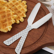 Parage 6 Pieces Stainless Steel Premium Dinner Knives, Butter Knife Set, Silver, Checks Design, 21 cm