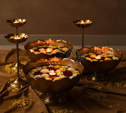 DSH CRAFTING YOUR CURIOSITY Urli Bowl for Home and Festival Decor - Show Piece for Floating Flowers, Candles, and T Lights - Taj Bowl Candle Stand With Floating Diyas, Gold