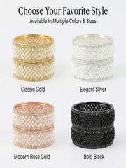 NMII Gold Plated Metal American Diamond & Kundan Bangles Set For Women & Girls | Kada Set For Women | Antique Bangles | Women's Bangles Set For Wedding, Party, Occasion Jewellery- Set of 2