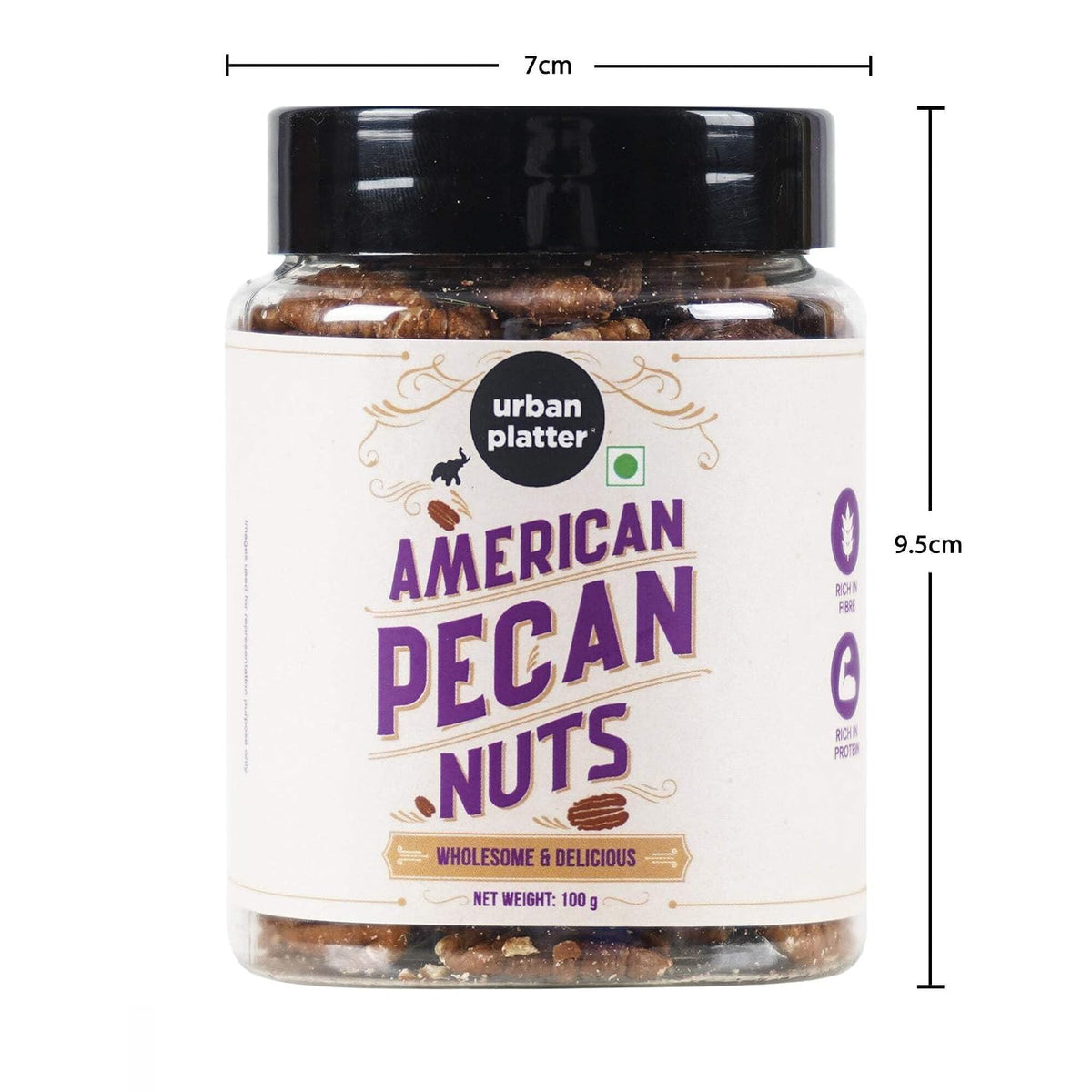 Urban Platter American Pecan Nuts, 100g (Rich in Protein and Fibre; Ideal for Snacking and Baking)