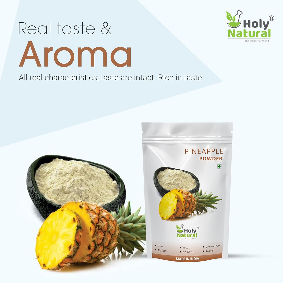 Holy Natural Pineapple Powder - 400 GM | No Added Sugar & Preservative | For Cake, Juice & Ice-cream