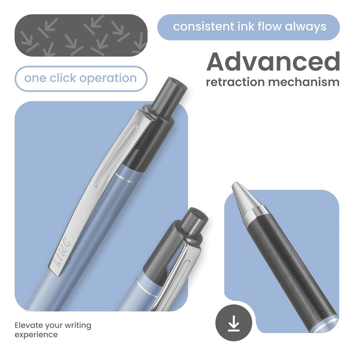 Linc Signetta Fine 0.7mm Ball Pen | Blue | Pack of 10