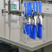 Parage Zolta Stainless Steel Cutlery Set- Set of 25 (Contains: 6 Table Spoons, 6 Forks, 6 Tea Spoons, 6 Knives, 1 Stand), Spoon Set, Cutlery Set for Dining Table Stylish (Blue)