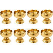 DSH Brass Diya Pure Brass Traditional Oil Puja Lamp for Temple, Mandir, Festival Decoration, Home Decor & Diwali Gift (Flower Bloom, Set of 8)
