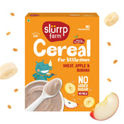 Slurrp Farm No Added Sugar Instant Wheat Apple & Banana Cereal | No Milk No Preservatives | 300g