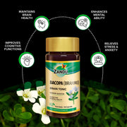 Zandu Bacopa (Brahmi) Capsules: An Age Old Ayurvedic Remedy Made Using Natural Extracts of Brahmi| Helps Improve Focus & Learning- 60 Veg capsules (Pack of 2)