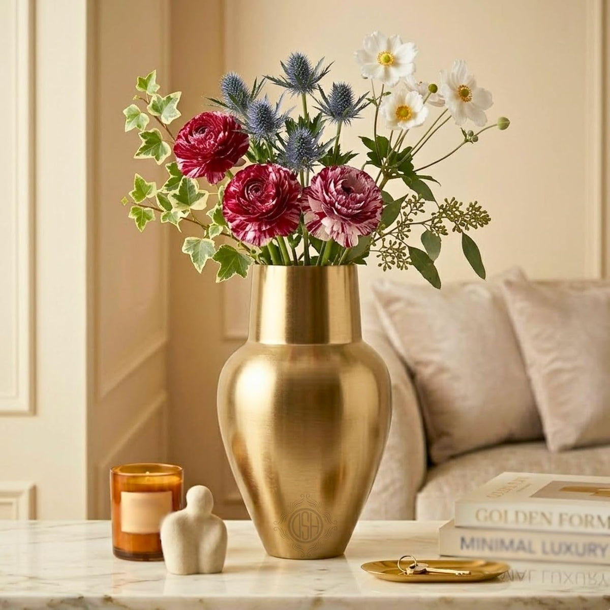 DSH Flower Vase for Living Room Decor, Modern Decorative Tabletop Vase for Center Table, Console Table, Shelf, Office and Home Decoration