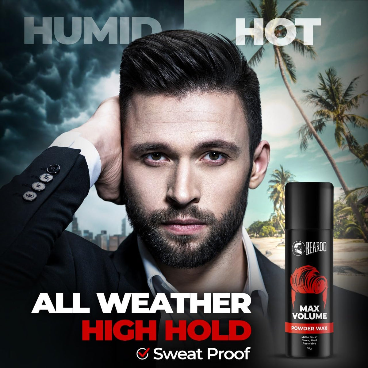 BEARDO Max Volume Powder Wax 10 gm | Strong Hold | Hair Styling Wax Set of 2 Hair Powder 20 g