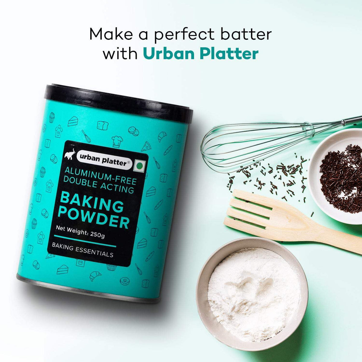 Urban Platter Aluminium-Free Baking Powder, 250g (Double-Acting Leavening Agent | Perfect for Fluffy Cakes, Breads, Baking)