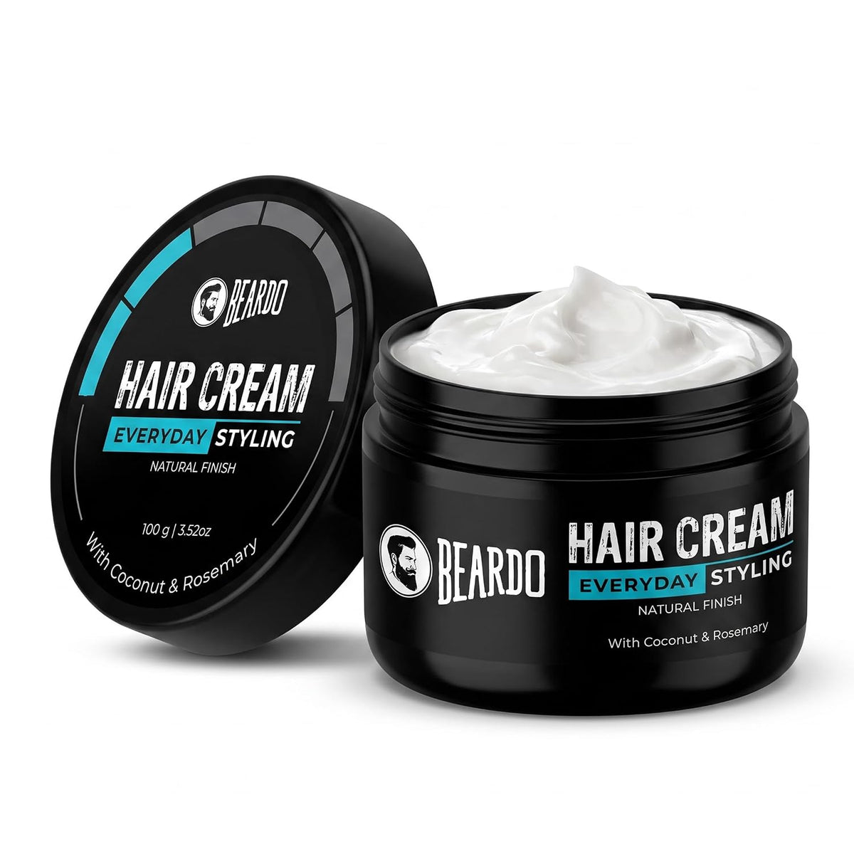 Beardo Hair Cream for Men | Natural Hold Hair Cream for Everyday Styling | Hydrates & Nourishes hair with Coconut, Vitamin E & Rosemary | Non-Sticky | All Hair Types | 100g