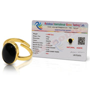 ASTRODIDI Natural Black Sulemani Agate Hakik Stone Ring with Lab Certificate for Men and Women 7-8 Ratti Adjustable Panchdhatu Kaala Akik Aqeeq Haqiq Gemstone Ring