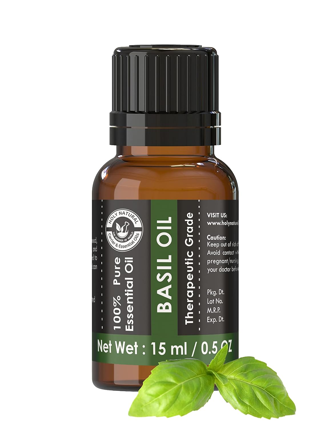 Holy Natural Basil Essential Oil 15ml (with Dropper Plug), Undiluted Therapeutic Grade