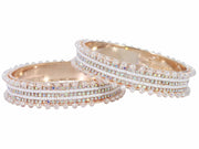 NMII Stylish Pearls & Zircon Diamond Stone Metal Bangles For Women and Girls | Fancy Women's Bangles Bracelet | Metallic Bangles kada | Trendy Bangles Fashion Jewellery- Set of 2