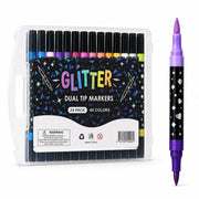 Toy Imagine 48-Colour Glitter Marker Pens, Dual-Tip Brush & Fine Tip