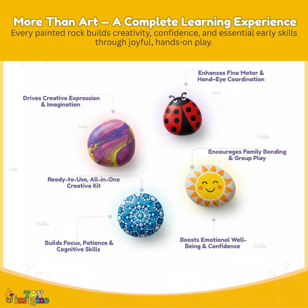 Toy Imagine Rock Painting Kit for Kids 6-12, DIY Stone Art & Craft Set