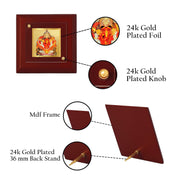 DIVINITI Lord Siddhivinayak 24K Gold Plated MDF Photo Frame|Premium Religious Table Top Frame for Home, Office & Prayer Room|Luxury Spiritual Gift Item for Housewarming, Festive Gifting|10 x 10 CM