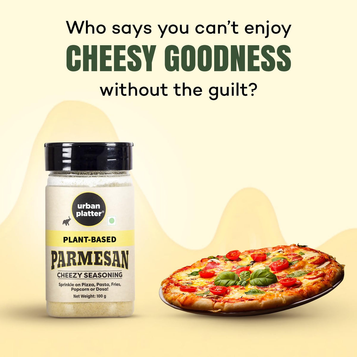 Urban Platter Parmesan Style Seasoning, 100g (Savoury Umami Sprinkle | Clean-Label | Ideal for Pasta, Salads, Snacks)