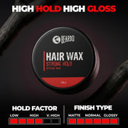 Beardo Stronghold Hair Wax| Glossy Finish | Shine | Strong Hold 100 gm