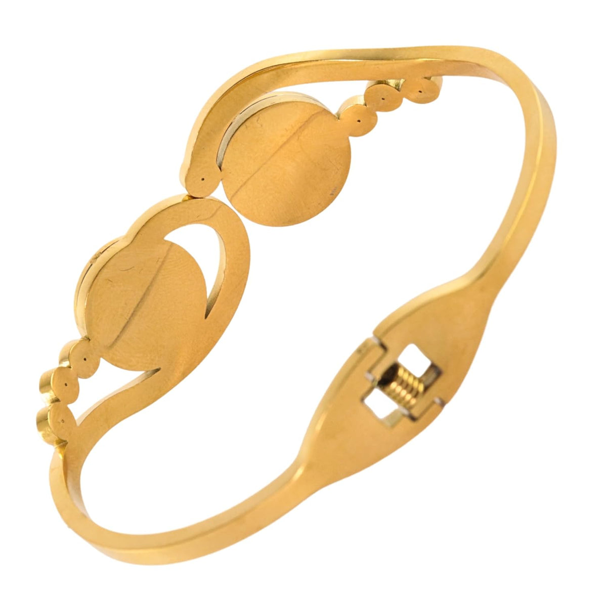 NMII Designer Gold Plated Bracelet for Women & Girls Studded with Shiny Zircon Stones & Dual Round Design | Trendy Kada Bracelet | Cuff Set | Gift For Birthday, Wedding & Festivals - Set Of 1 (Gold)
