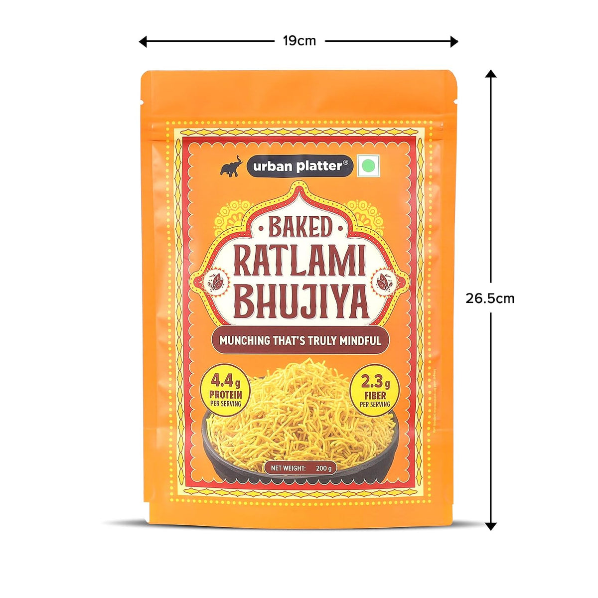 Urban Platter Baked Bhujia/Bhujiya Ratlami, 200g (Baked Not Fried, Better-For-You Indian Snack, 4.4g Protein & 2.3g Fibre)